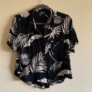 Volcom Black Button Down Hawaiian Style Shirt